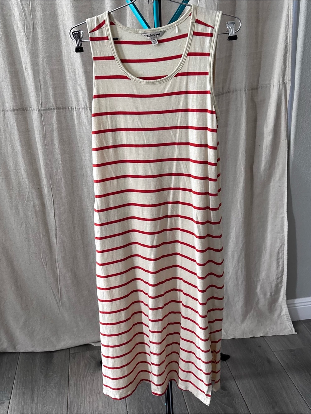 Toad&Co Cream and Orange Striped Tank maxi dress